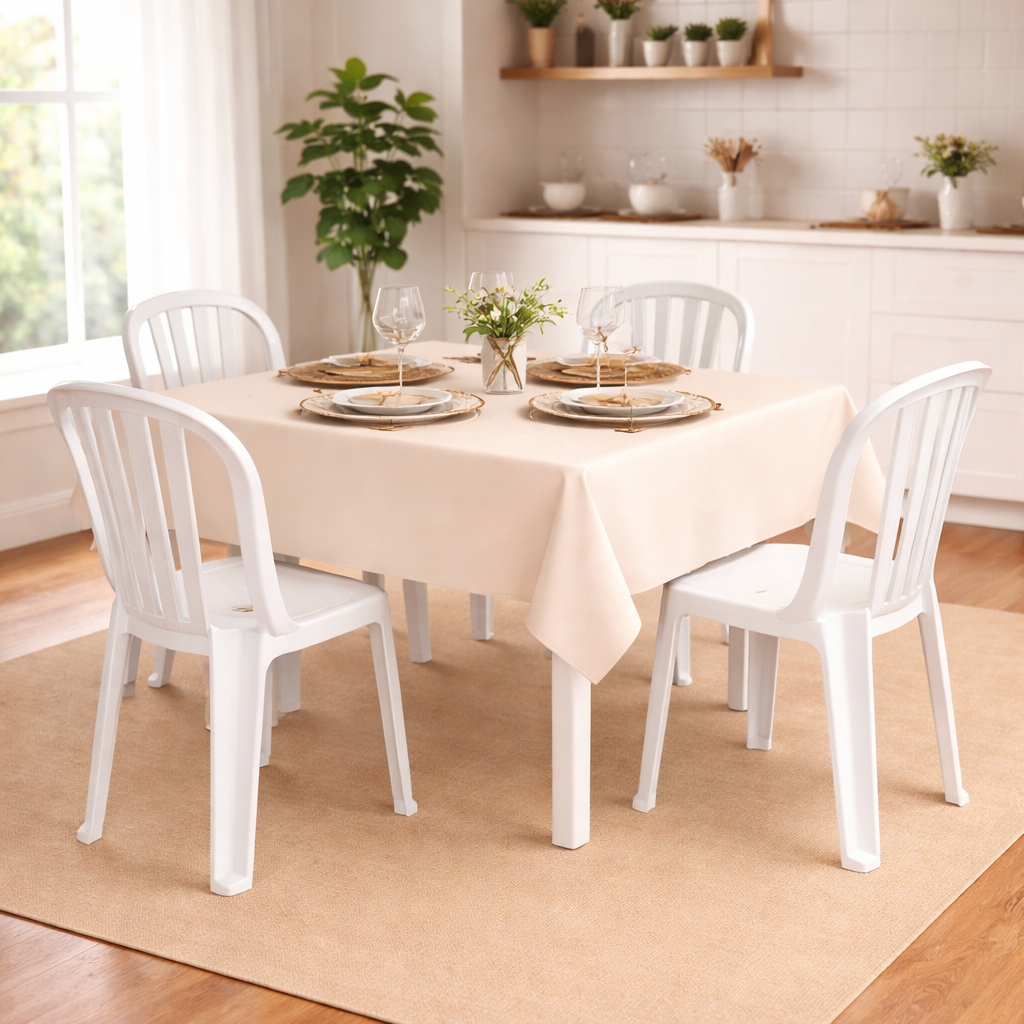 Toalha De Mesa Quadrada 4 Lugares Oxford Lisa 1,5m X 1,5m Para Decorações Festas e buffet Com Bainha