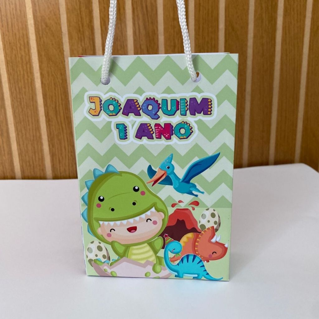 Kit Sacolinha 10|15|20 Personalizada Festa Dino Baby 10x15cm | Lembrancinha, Embalagem, Kit Presente com Alça
