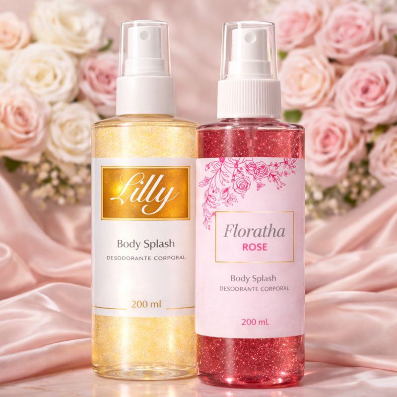 Body Splash Encanto Lily + Florata Rose Feminino 200mll com gliter
