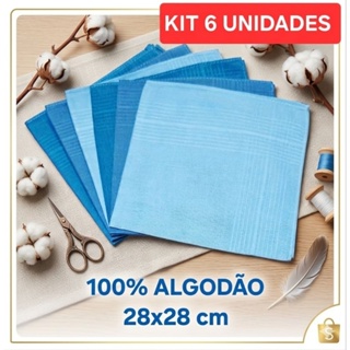 Kit 6 Lenços de Bolso Masculino 100% Algodão 28x28cm – Branco e Cores – Macio e Absorvente em Oferta na Shopee