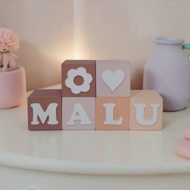 Cubos tons terrosos enfeite e decoração infantil adorno mdf