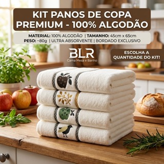 Kit Pano De Copa Jacquard Premium 100% Algodão 45x65cm Cozinha Desenhos Na Barra em Oferta na Shopee