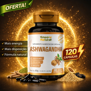 Ashwagandha 100% Puro - 120 capsulas 500mg - Suporte ao Estresse e Vitalidade Envio imediato em Oferta na Shopee