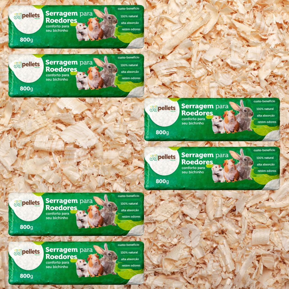 Serragem Prensada para Roedores, Coelhos, Composteira, Hamster KIT 6 X 800G CADA