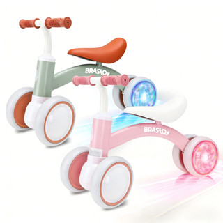 Bicicleta Equilíbrio Infantil Andador Sem Pedal 4 Rodas Bebê BRASTOY Criança Verde/Rosa