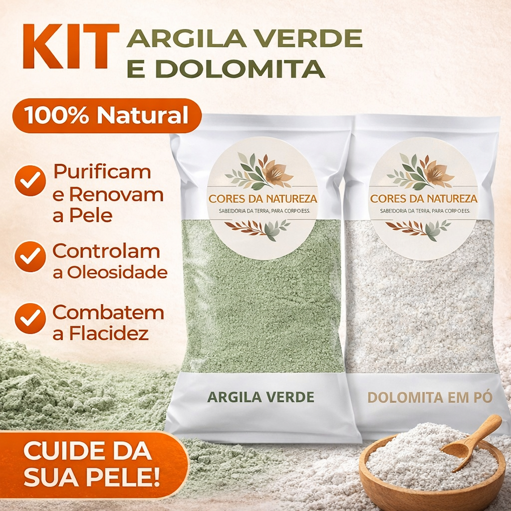 Kit Skincare Argilas 1 dolomita e 1 argila verde 100% pura em Oferta na Shopee