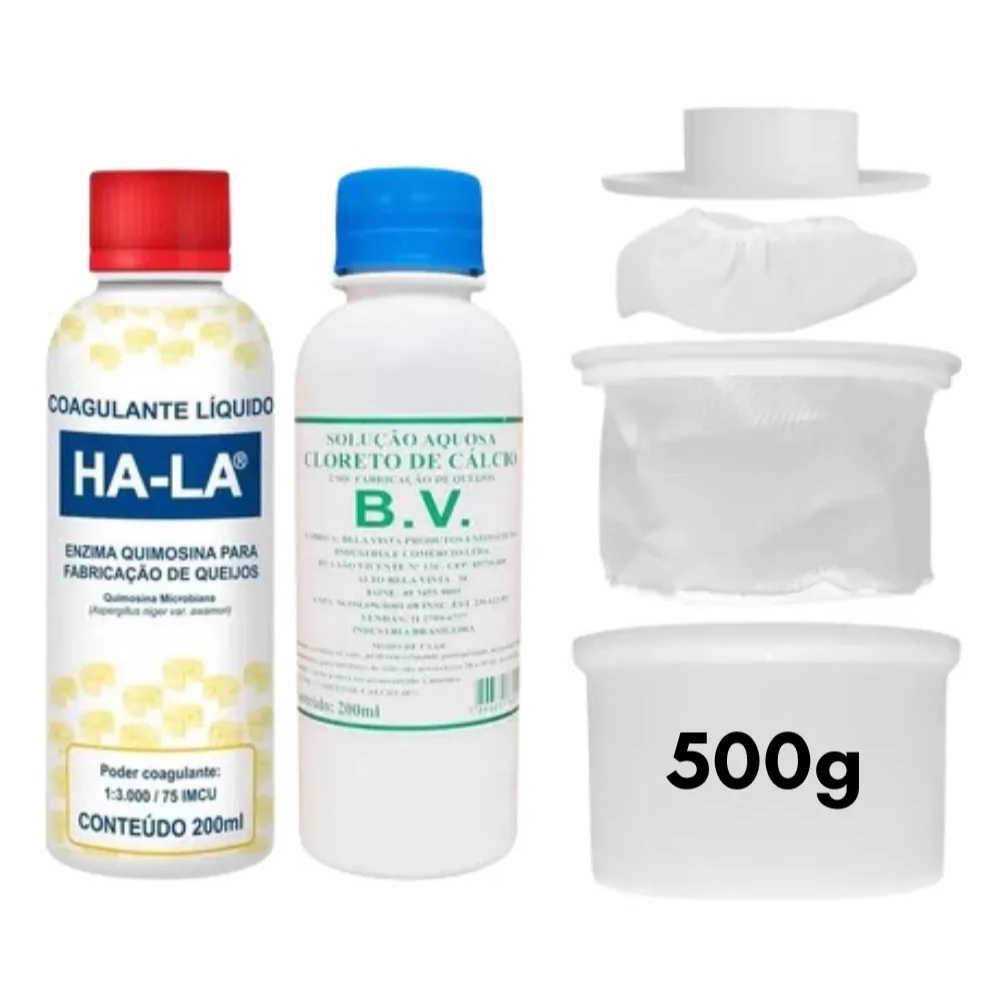 Kit Fazer Queijo 500g Coalho Cloreto