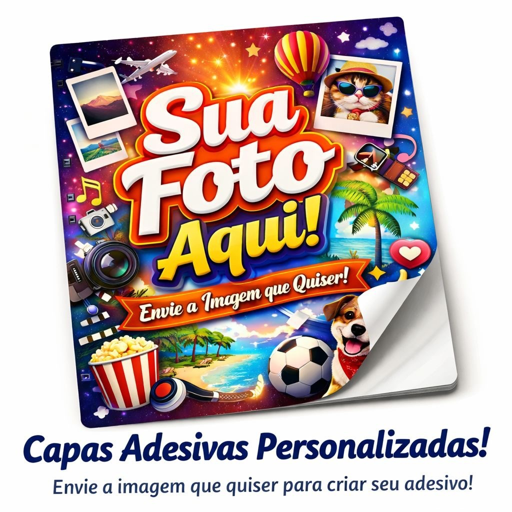 Adesivo Personalizado Para Capa de Caderno Agenda Frente e Verso Seu Nome Sua Image.