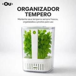 Pote Organizador Temperos Verduras Geladeira 2,3L Escorredor Coentro Salsinha Manjericão OU Fresh