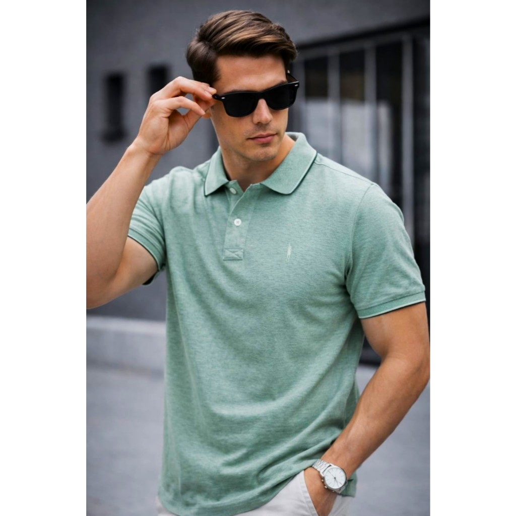 Camiseta Polo Masculina Básica Lisa  Algodão Confortável Manga Curta Casual Social
