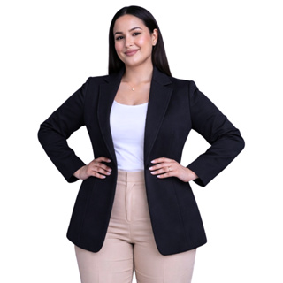 Blazer Feminino Social Alfaiataria Acinturado Sobretudo Longo Gola Dupla em Oferta na Shopee