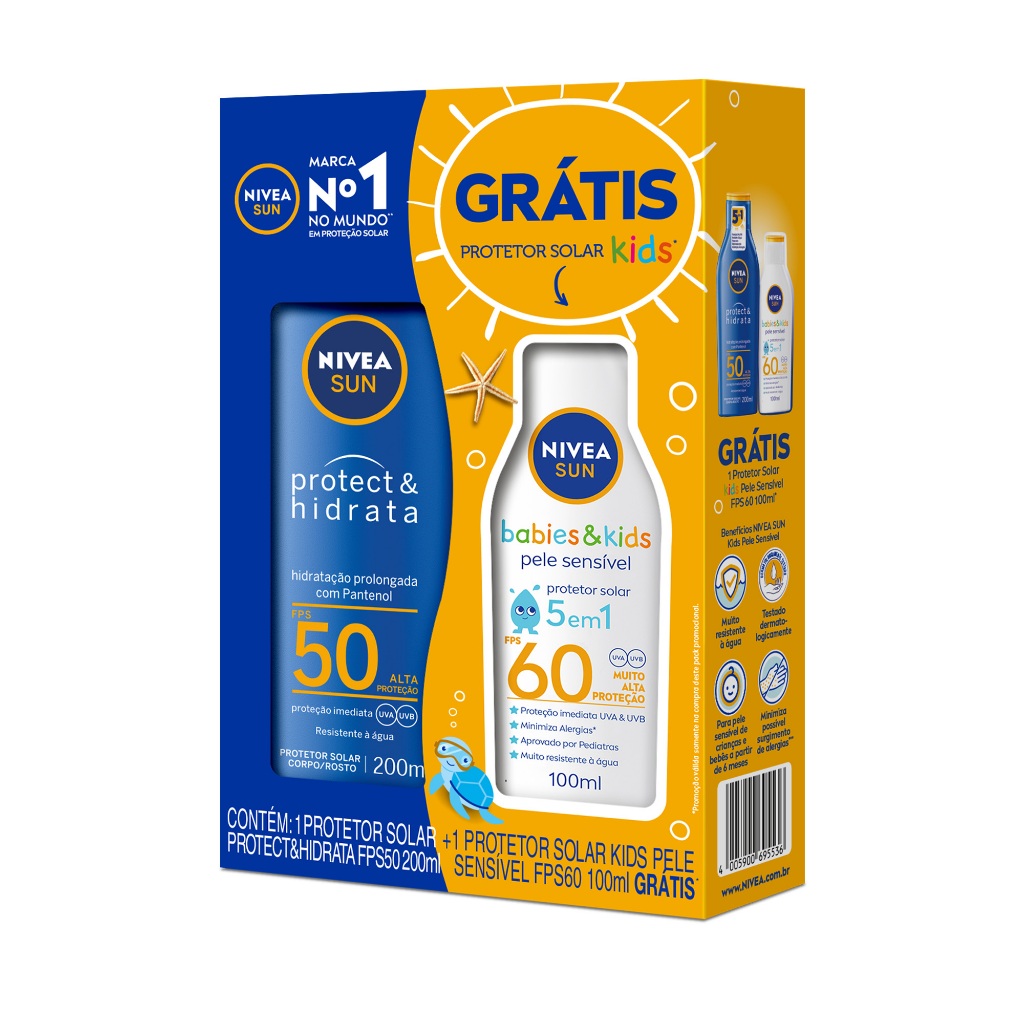 NIVEA KIT SUN Protect & Hidrata FPS 50 200ml + Babies & Kids FPS 60 100ml