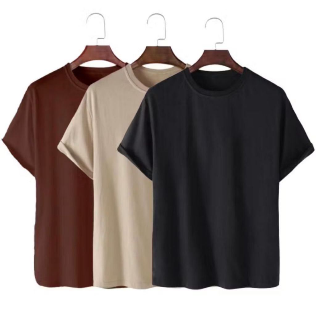Kit 3 Camisetas Basica T-Shirt Feminina 100% Algodão Blusa Lisa Promoção Gola Redonda Oversized