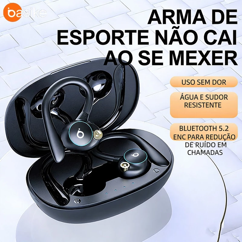 Fone de Ouvido Bluetooth Sem Fio Basike com Microfone e Som Estéreo — foto 6