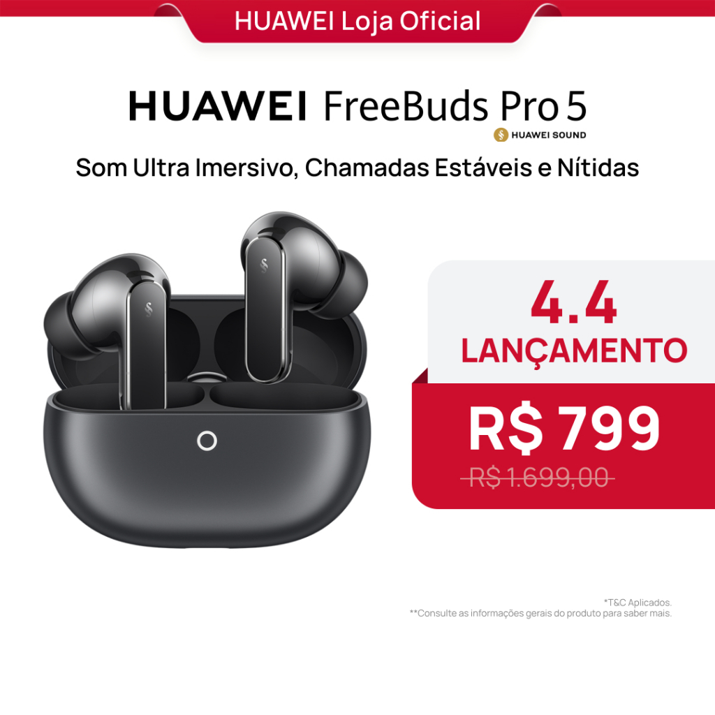 HUAWEI FreeBuds Pro 5  | Fone de Ouvido Bluetooth Sem Fio | Som Ultra Imersivo | Chamadas Nítidas
