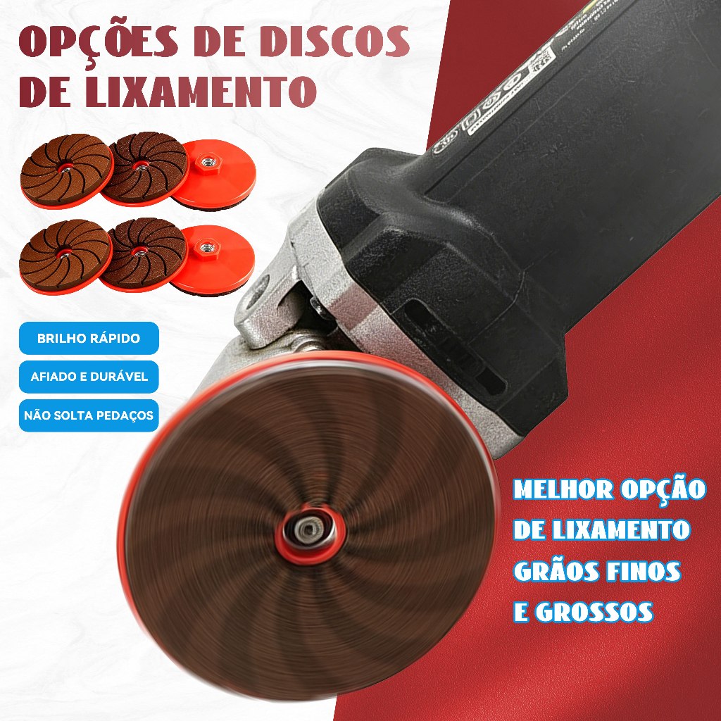 DISCO DE LIXAMENTO PARA ESMERILHADEIRA 100MM GRÃOS 50 100 200 USO INDUSTRIAL POLIMENTO E DESBASTE DE FERRO E METAL
