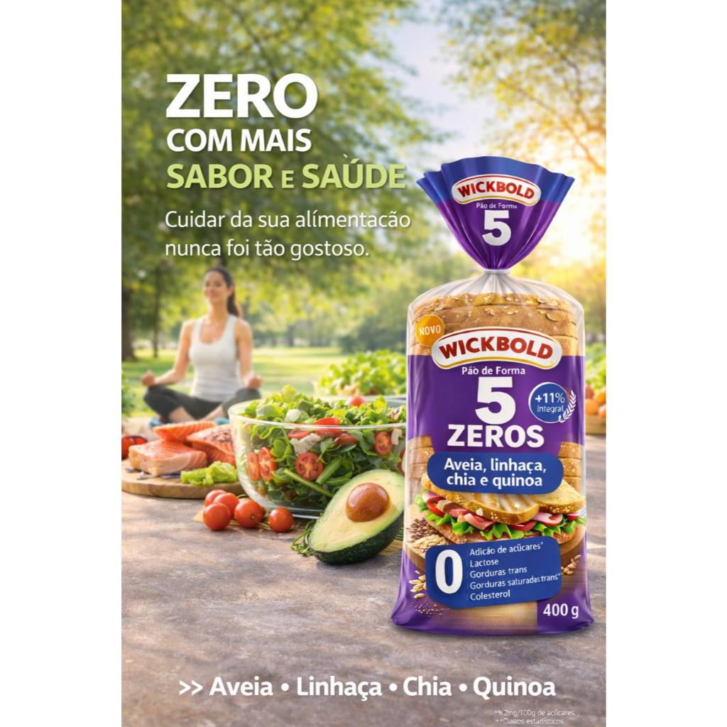 Detalhes do Kit 2 Pão Sem Lactose, Sem Açúcares 5 Zeros Wickbold 400g
