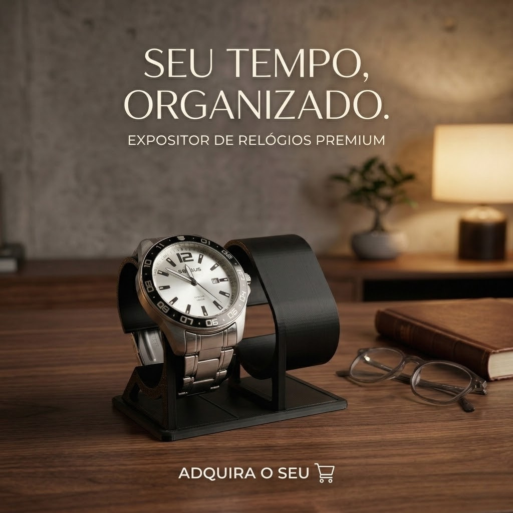 Suporte e Expositor Dual Preto com Base para Relógios
