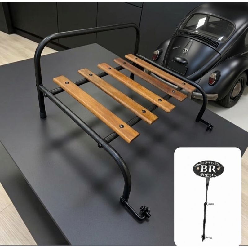 Bagageiro Maleiro (preto) + Placa BR (preto)