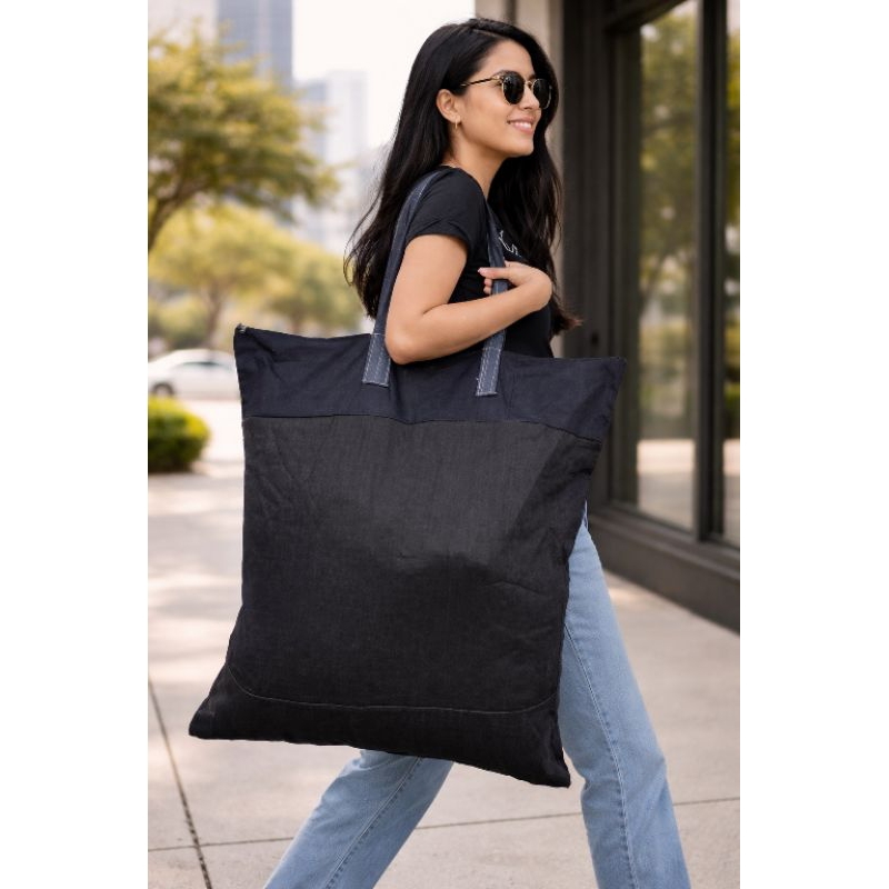 Bolsa Sacolão Jeans Grande Sacoleiros Tamanho 70×70 para compras, viagem e mudanças