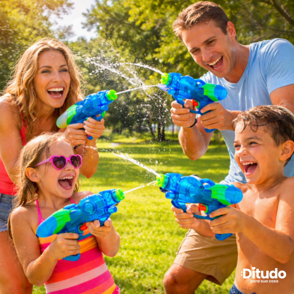 Arminha De Água Shot Lança Brinquedo Piscina Praia Pistola Infantil Arma Pressão Reservatorio Verão Kit 8 a 12 unidadesa