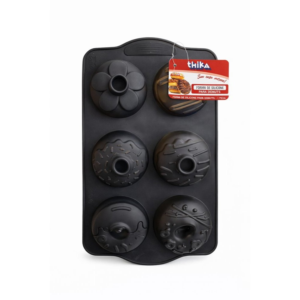 Forma 6 Cavidades Silicone Donuts Antiaderente Assadeira Molde Bolo Cozinha Resistente