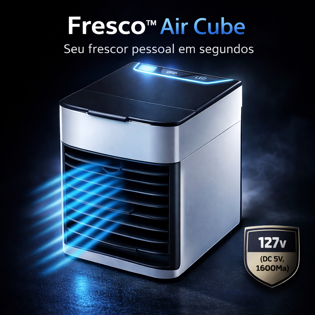 Mini Ar Condicionado Portátil Fresco Air Cube Climatizador Silencioso 3 Velocidades USB Econômico