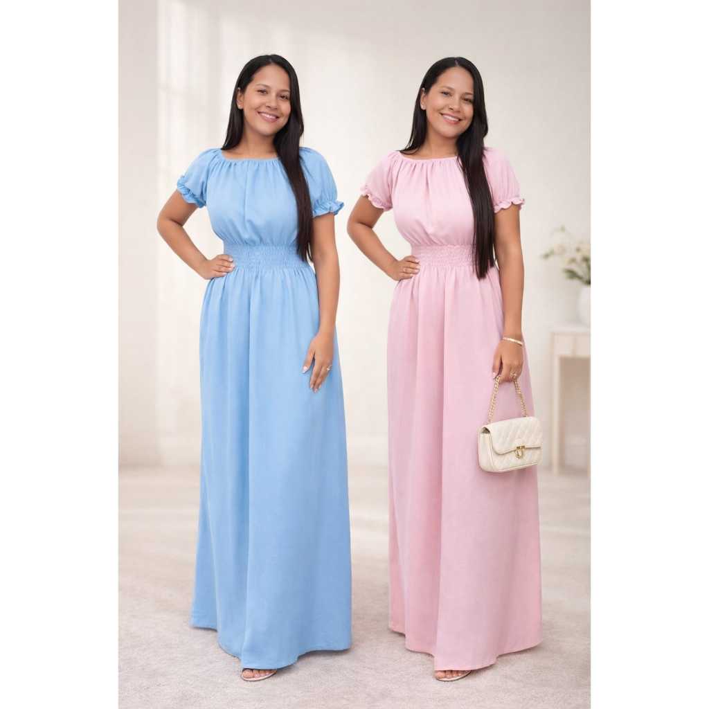 Kit 2 Vestidos Longos Evangélicos | Duna Premium | Conforto e Elegância no Dia a Dia.