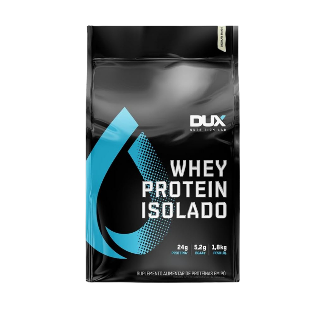 Whey Isolado DUX 1,8kg Chocolate Branco – Alta Pureza e Rápida Absorção Original