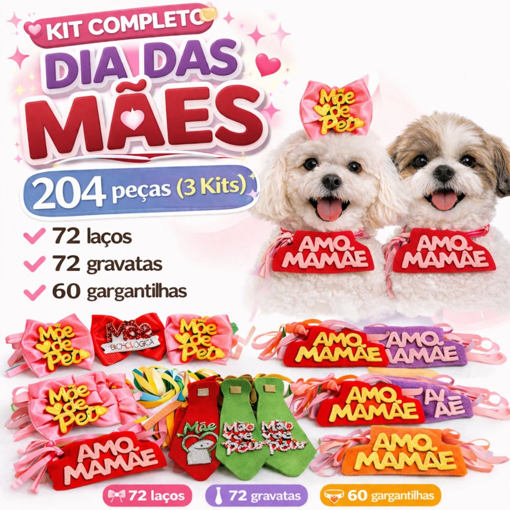 Acessórios Pet Laços Dia das Mães Pet, Gravatas Pet, Laço Pescoço Pet e Lacinhos Pet Dia das Mães, Laço Mãe — R$ 211,00 em Shopee