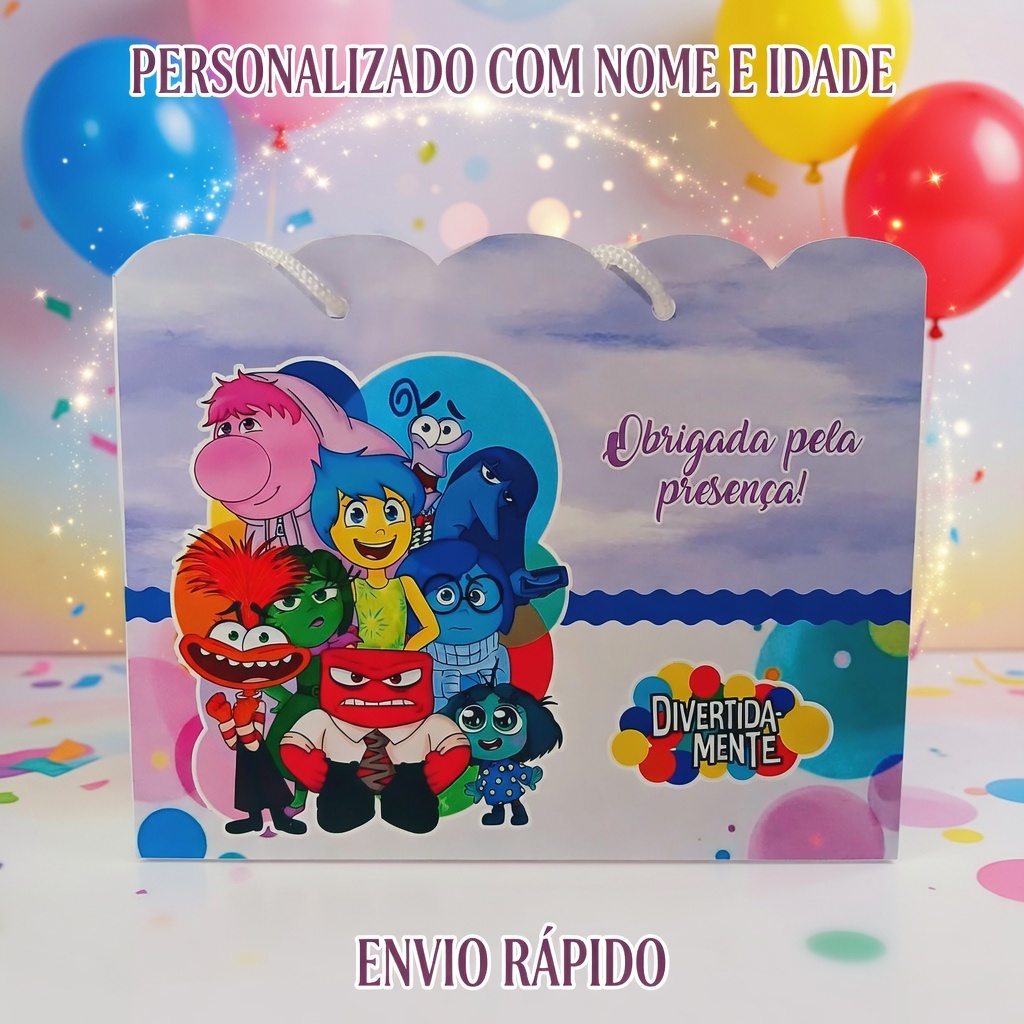 Sacolinha Surpresa Personalizada Divertidamente | Lembrancinha de Aniversário - Tam G - PEGUE E MONTE