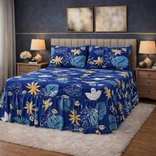 Kit Colcha Super King/King 3,00m x 3,00m com Babado Toque de Algodão Aveludado Luxo em Oferta na Shopee