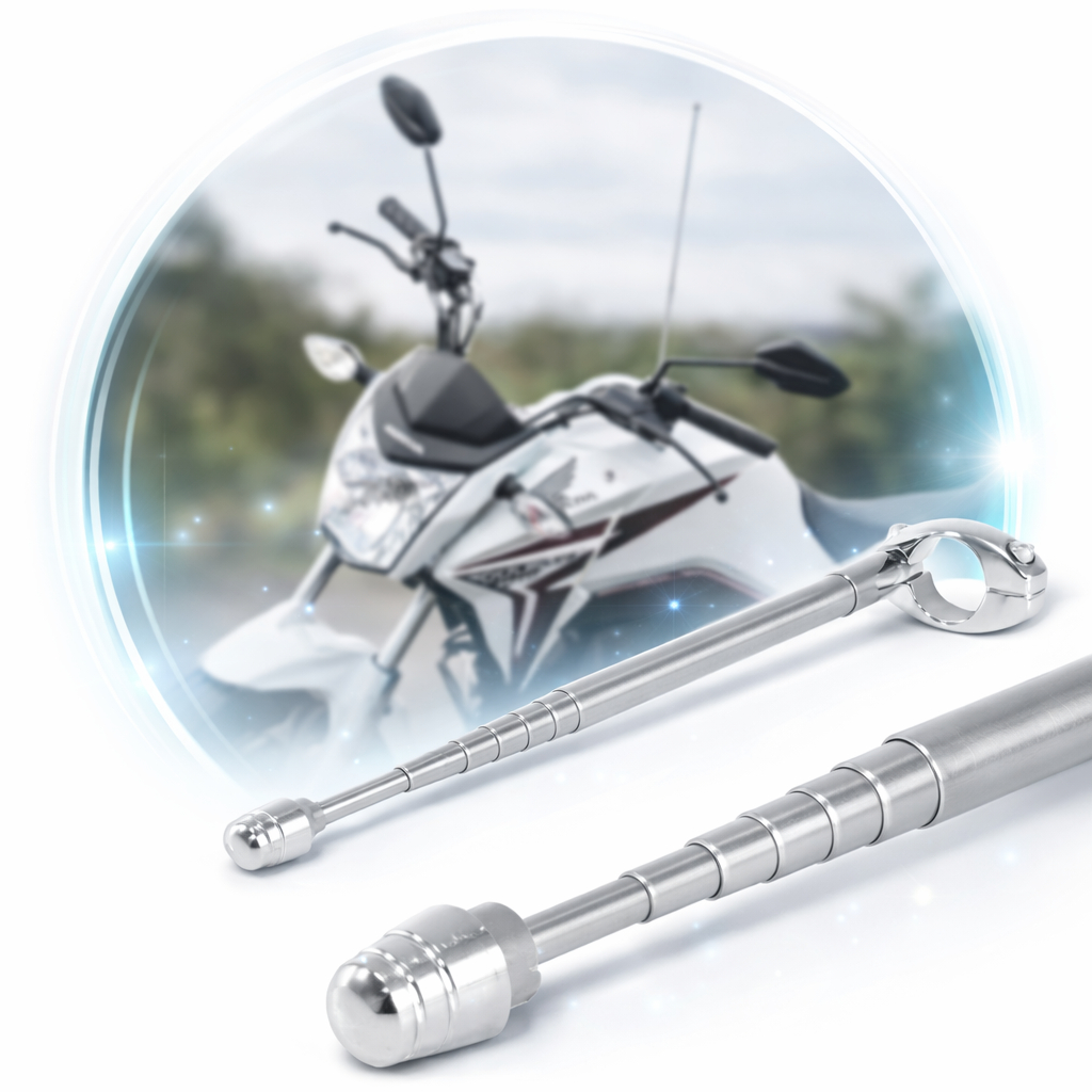Antena Retrátil Para Moto Corta Pipa 06 Estágios Guidão