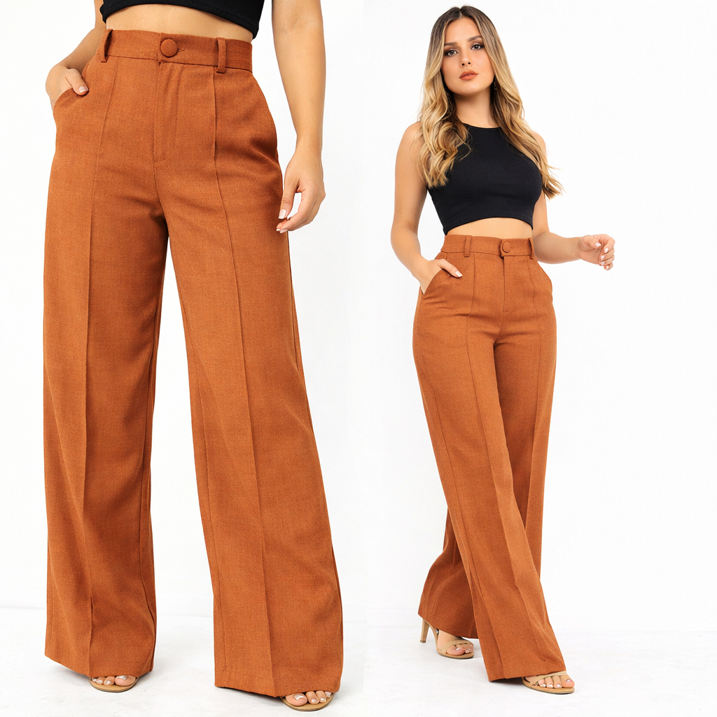 Calça Feminina Pantalona  Linho Rustico tecido Premium