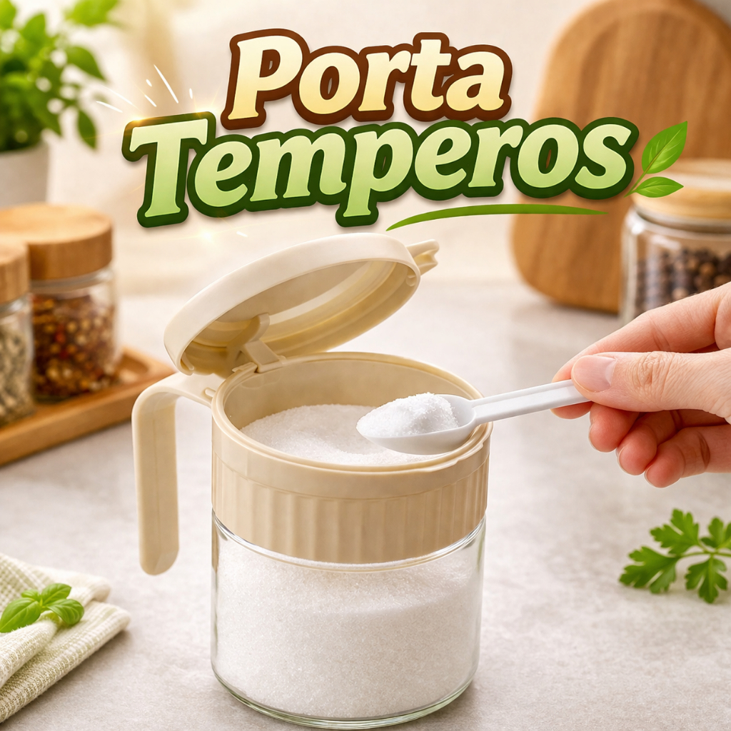 Porta Temperos Condimentos Potes Colher Dosadora Grãos Vasilhas Organizador Cozinha