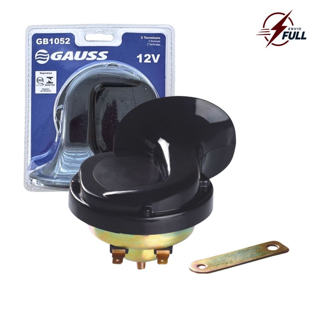 Buzina Caracol Universal 12v 2 Conectores Gauss GB1052 Buzina Caracol Carro Van Ônibus Universal