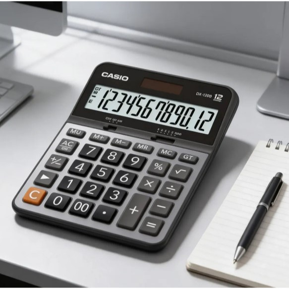 Calculadora DX120B 12 Dígitos Mesa Profissional Cálculo Rápido Preciso Alta Performance Escritório Prata