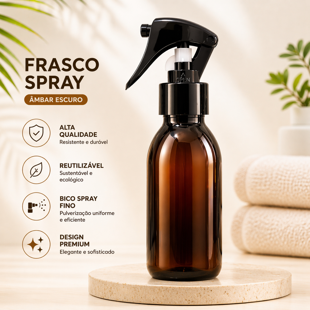 FRASCO PET (Plástico) AMBAR 120 ML COM VALVULA GATILHO R 28/410