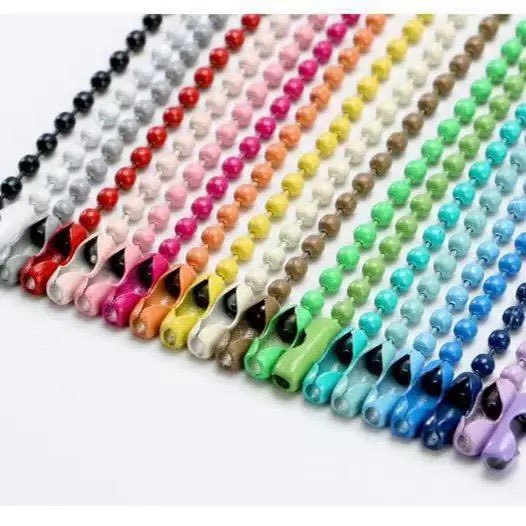 30-200pcs correntes de bolas com etiquetas de canoa 10cm, chaveiros coloridos, cores disponíveis