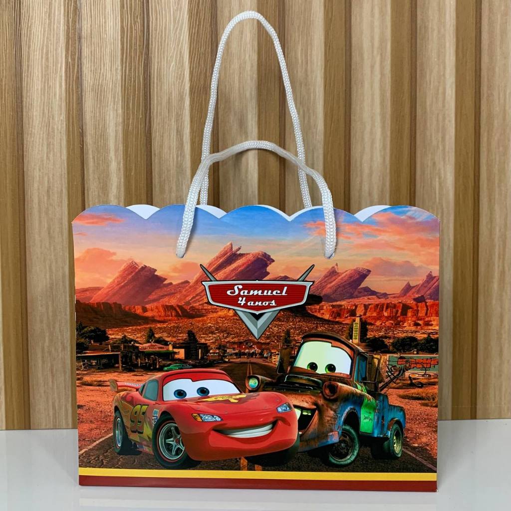 SACOLINHA PERSONALIZADA RELÂMPAGO MCQUEEN- PEGUE E MONTE- LEMBRANCINHA CARROS