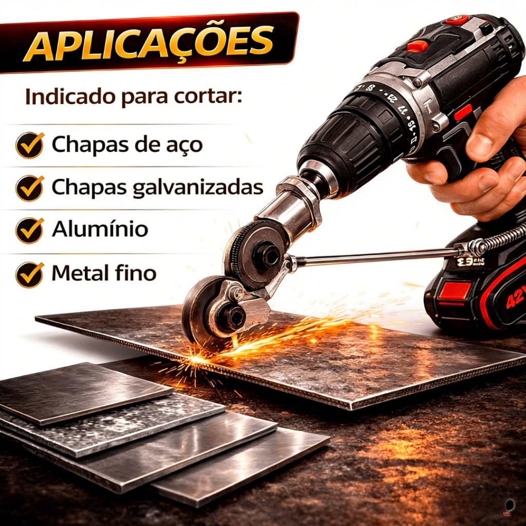 Adaptador Cortador de Chapa Metálica para Parafusadeira Corte de Folha Metálica