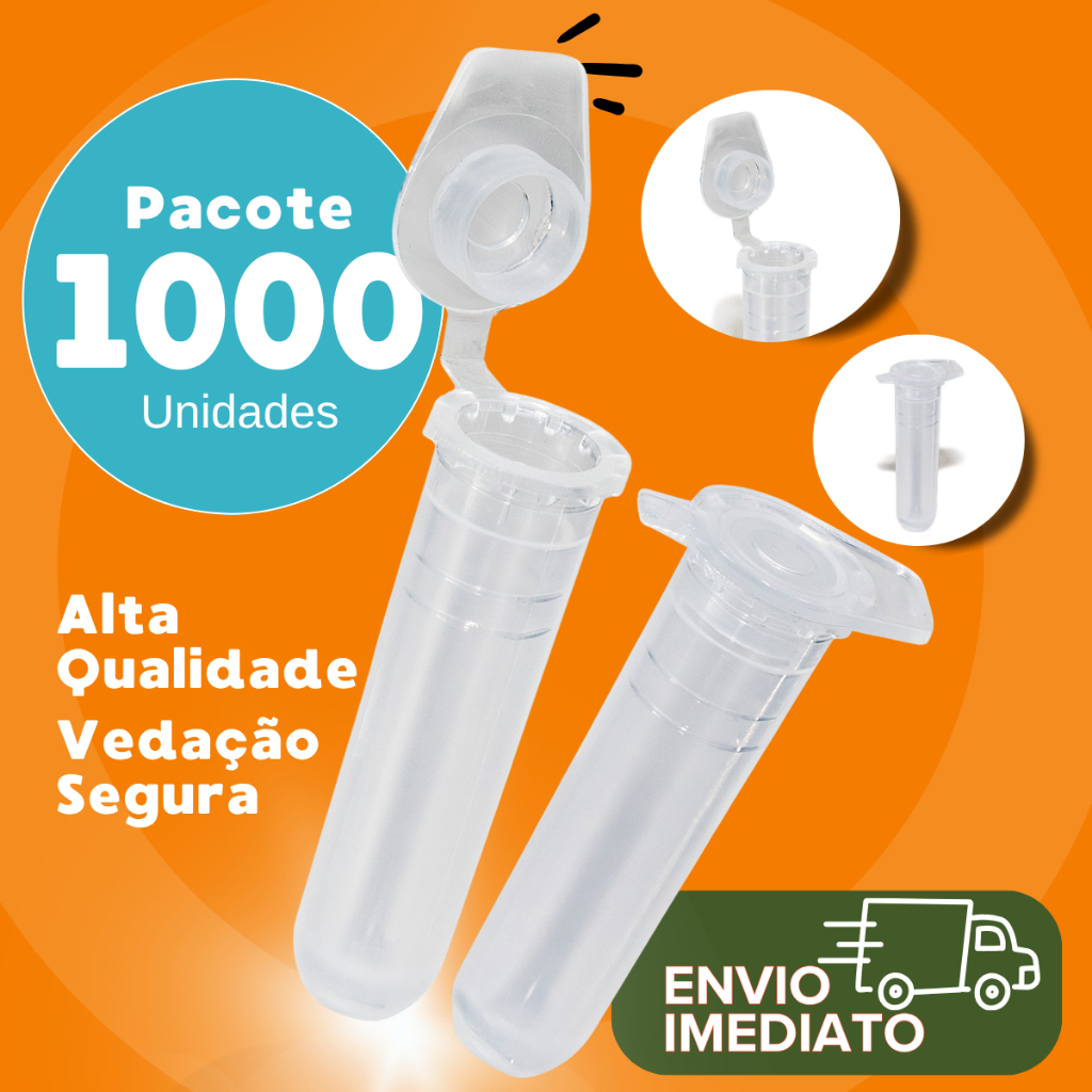Microtubo Plus 2,0ml Externo 1,0ml Interno Neutro Tipo Flaconete Batom Pacote Com 1000 Un