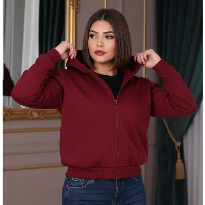 Moletom Feminino Básico Casual Liso com Capuz e Bolso Confortável e Perfeito para o Dia Inverno Frio