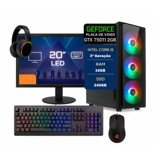 Pc Gamer Completo Intel I5 3ª 16gb GTX750TI 2gb Ssd 240gb em Oferta na Shopee