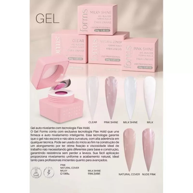 Gel Construtor para Unhas 24g Forms Livre HEMA e TPO