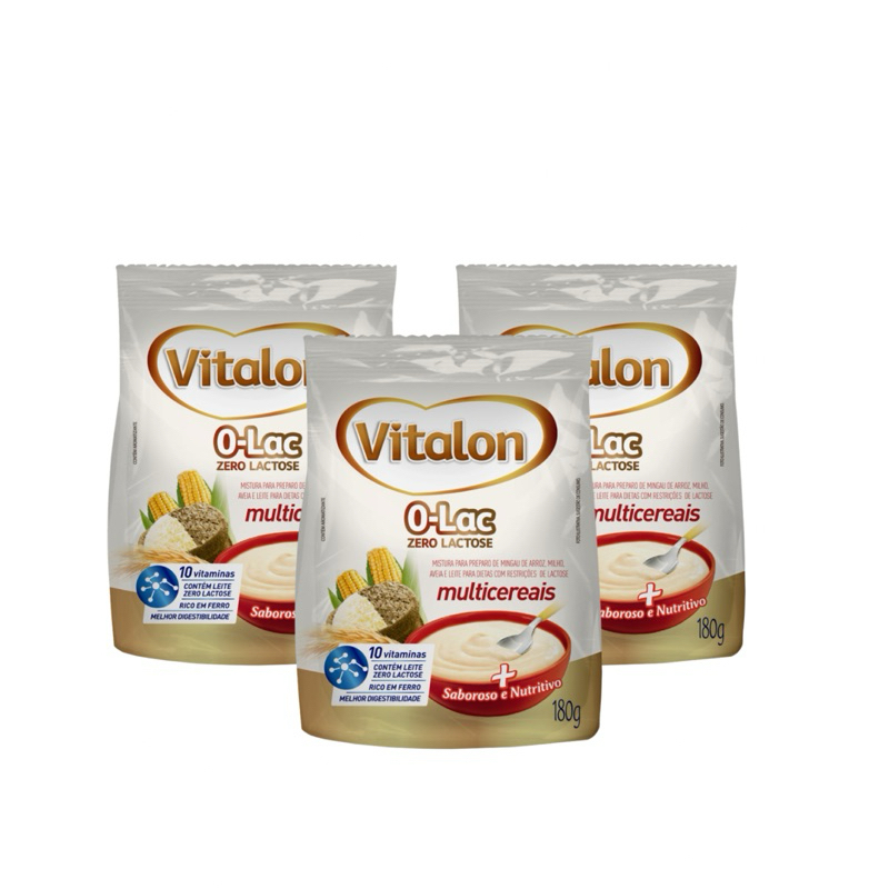 Kit 3 Sachês Mingau Infantil Vitalon Zero Lactose 180g Envio Imediato — imagem 2 de 2