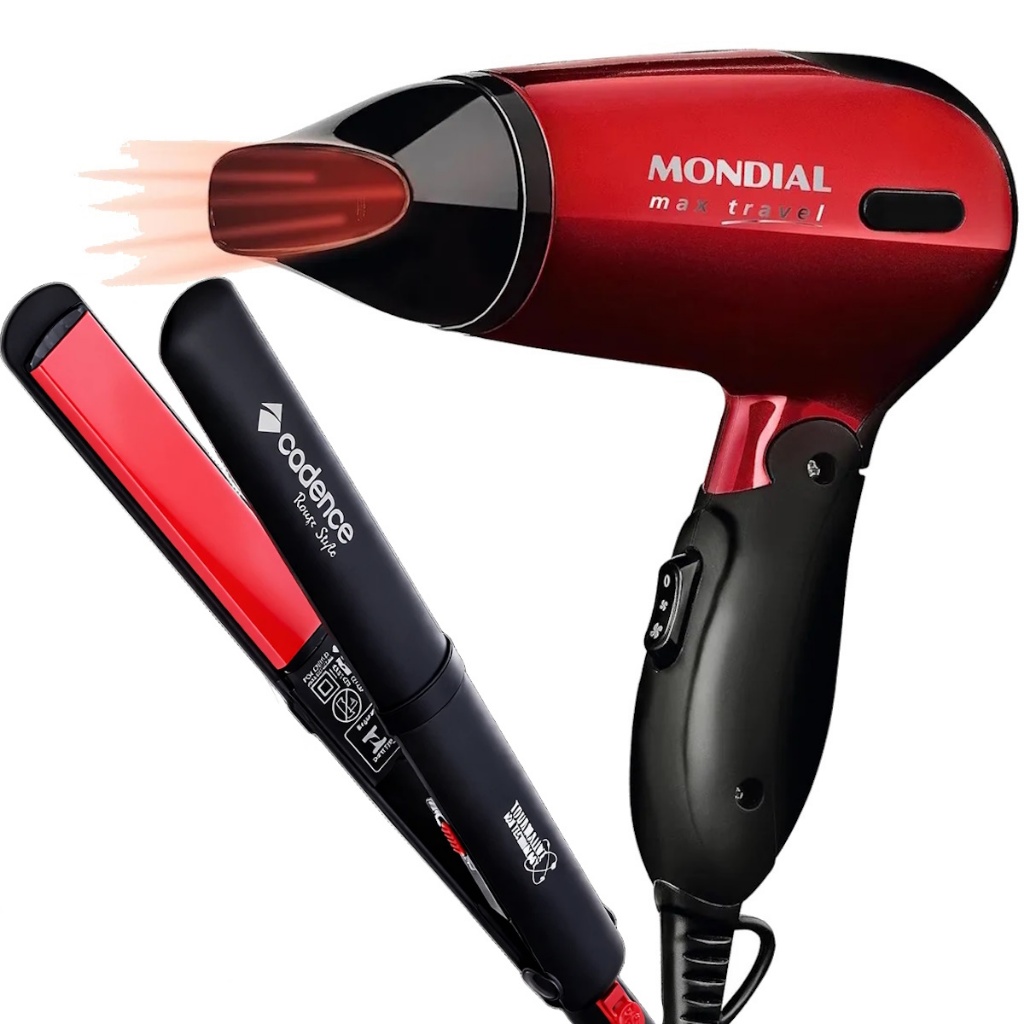 Secador De Cabelo Mondial Mini Dobrável Viagem Hotel Academia 1200w Prancha Cerâmica 210°c Bivolt