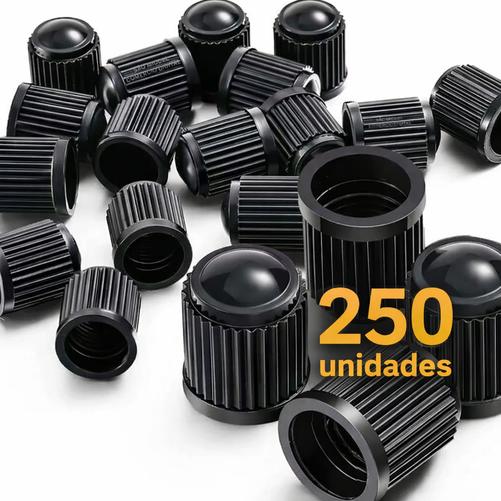Kit 250 Tampinhas de Plástico Pretas Para Bico Pneu Carro ou Moto