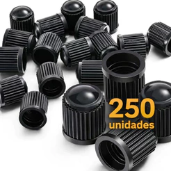 Kit 250 Tampinhas de Plástico Pretas Para Bico Pneu Carro ou Moto