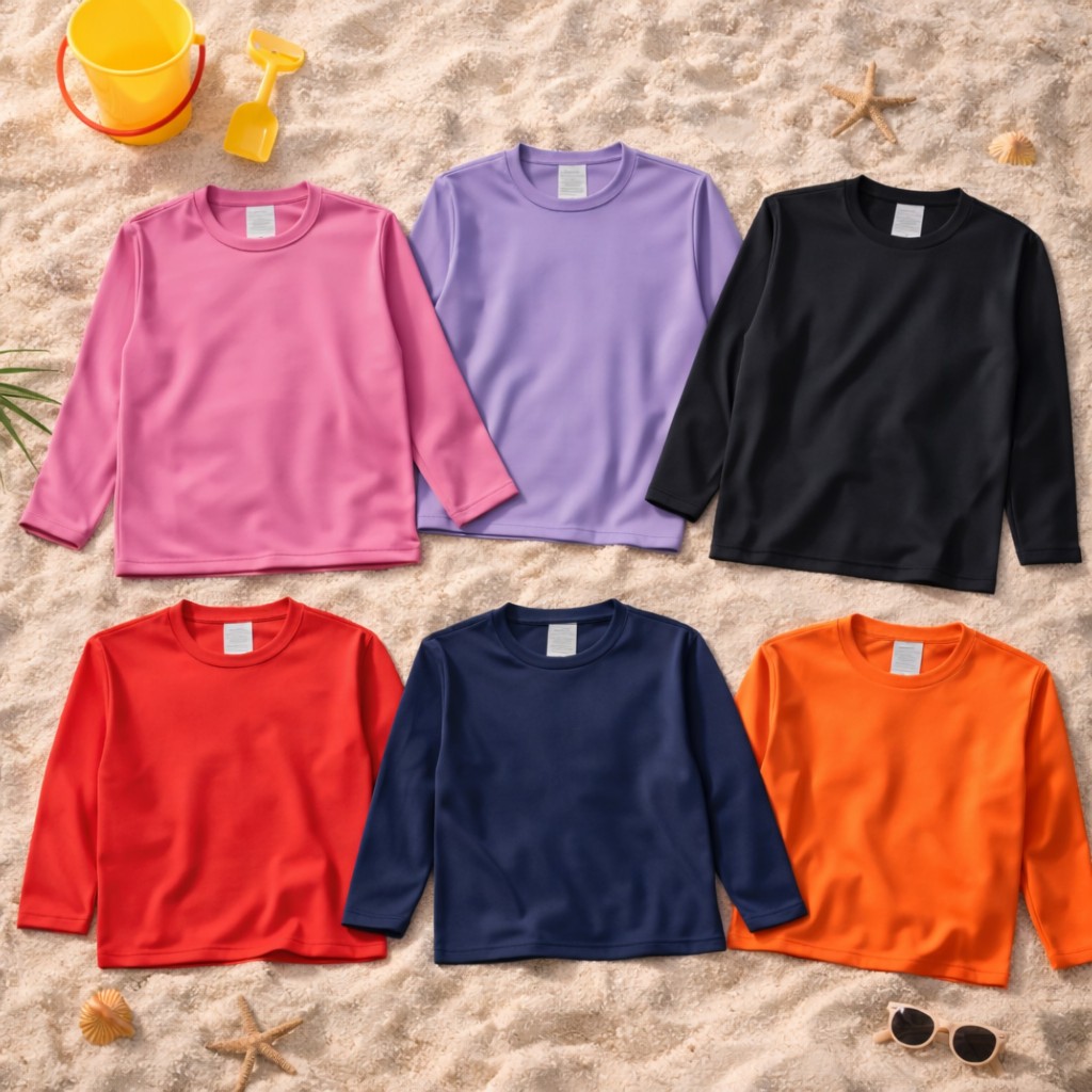 Blusa UV Infantil Proteção Solar Manga Longa Praia Piscina Segunda Pele Menino Menina 02 ao 12 Anos